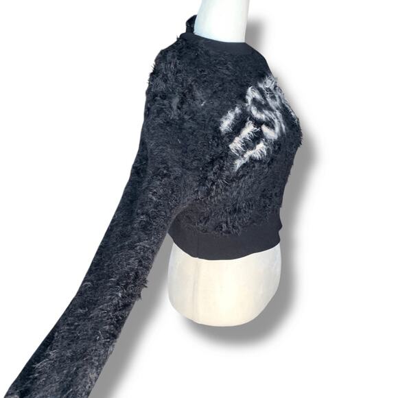 Opening Ceremony Esprit Fuzzy Logo Cropped Sweater Black Crewneck Small - Picture 6 of 9